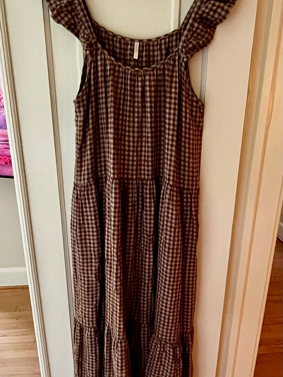 Rylee + Cru Dresses & Skirts - Rylee + Cru Brown & Cream Gingham Tiered Maxi Dress